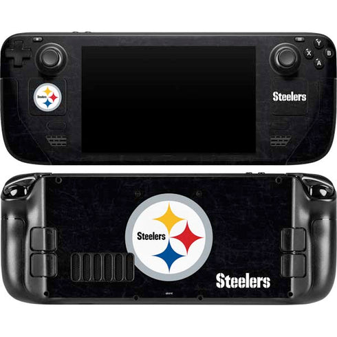 NFL Pittsburgh Steelers Distressed Steam Deck Handheld Gaming Computer Skin